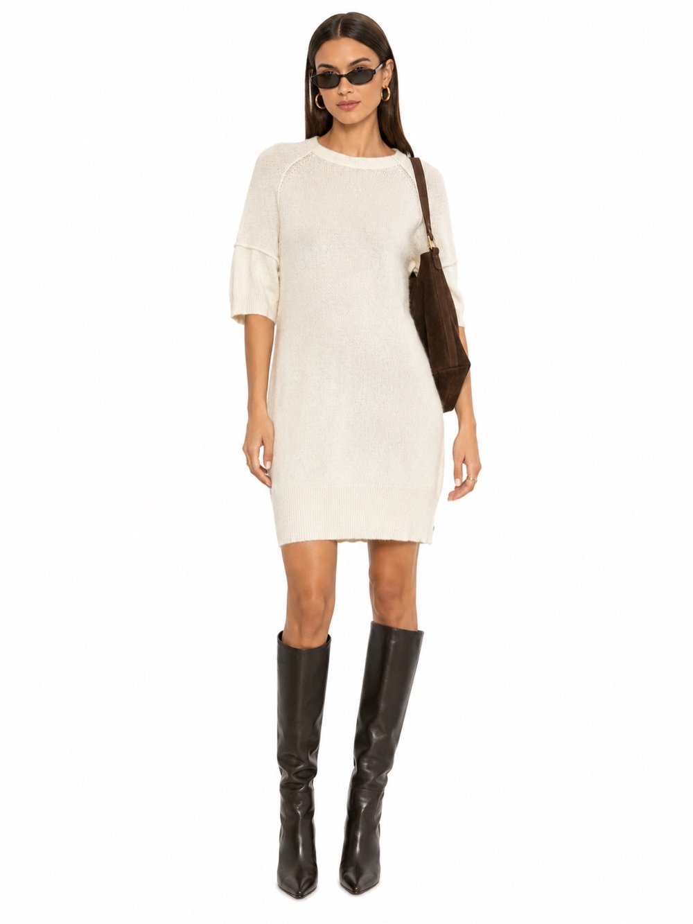 Reiss Angora Cashmere Blend Cream Sweater Dress | Soft Luxe Knit | Size XS